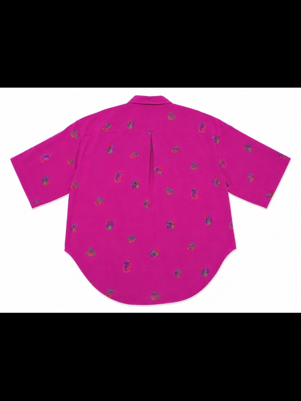 Vintage Ellen Tracy Silk Magenta Short-Sleeve Blouse with Subtle paisley print - Picture 4 of 10
